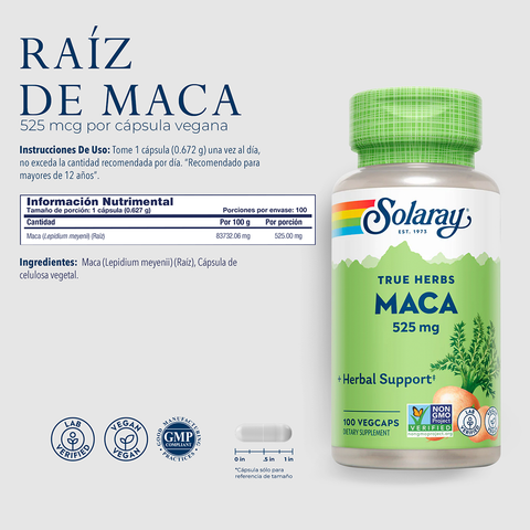 Solaray Maca Root 525 mg 100 cap