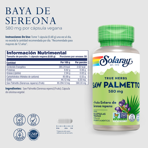 Solaray Saw Palmetto 580 mg 50 cap