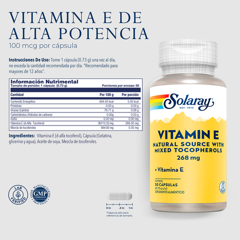 Solaray Vitamin E 268 mg 50 cap