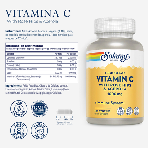 Solaray Vitamina C 1000 mg 100 cap