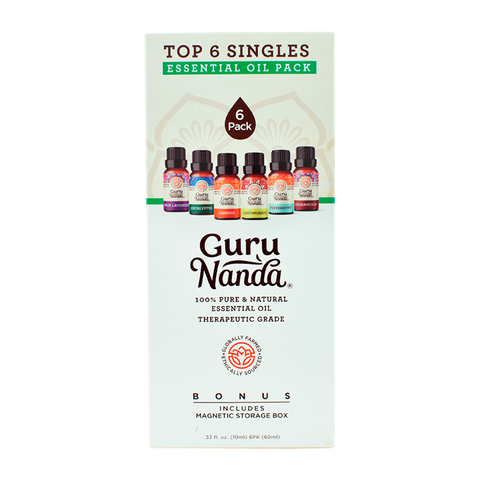 Top 6 singles/ Paquete Aceites Esenciales (6 frascos 10mlc/u), Sin OGM y Libre de crueldad animal- GuruNanda