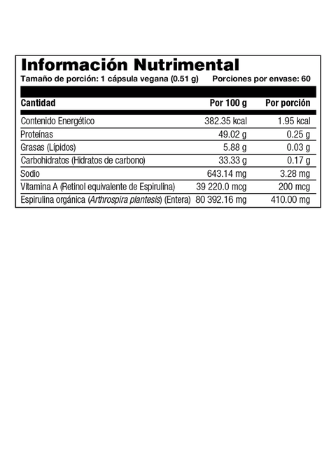 Spirulina - Espirulina / 50 cápsulas veganas - FreshVitamins