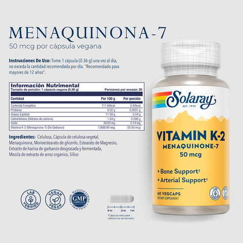 Solaray Vitamin K-2 MK7 50 mcg 30 cap