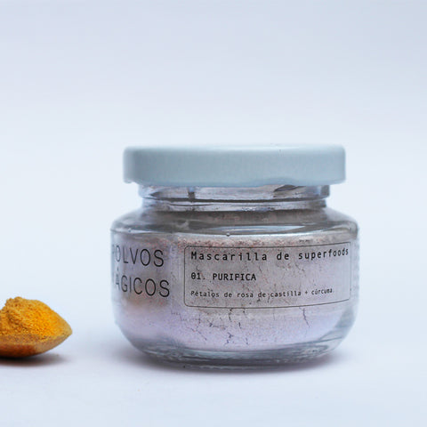 Mascarilla Purifica con Cúrcuma, Ilumina, Limpia y la Piel / 28gr - Polvos Mágicos
