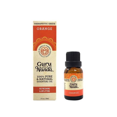 Aceite Esencial de Naranja (Citrus sinensis) 15ml/ 100% Puro y Natural, Sin OGM y Libre de crueldad animal - GuruNanda