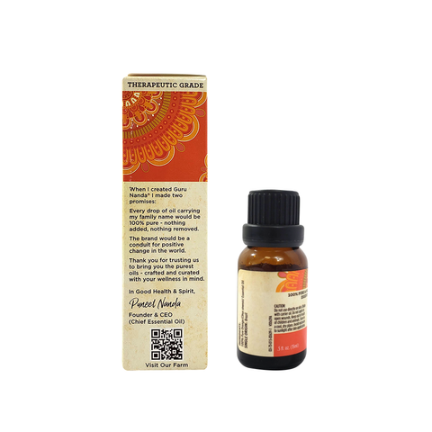 Aceite Esencial de Naranja (Citrus sinensis) 15ml/ 100% Puro y Natural, Sin OGM y Libre de crueldad animal - GuruNanda