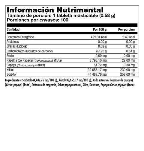 Papaya Zime / 100 tabletas masticables - FreshVitamins